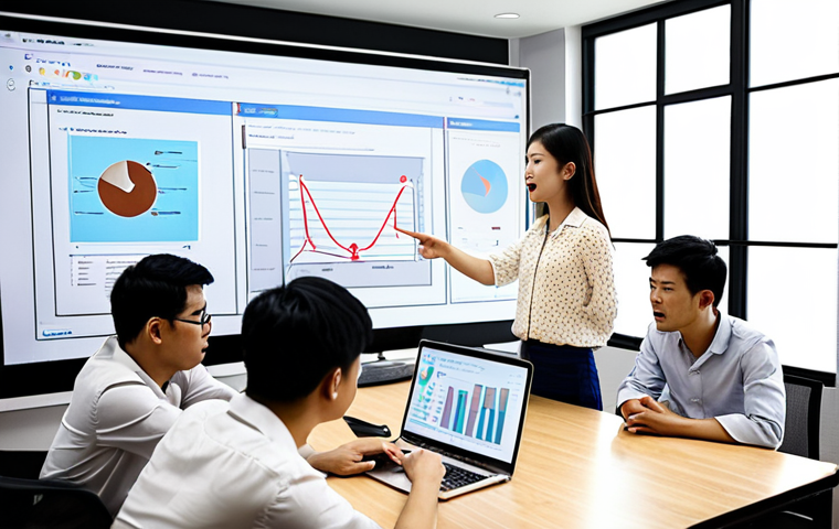 **
Prompt: A team of Vietnamese software developers collaborating in a modern office. One developer is pointing at a wireframe mockup of a mobile app on a large screen, while others are engaged in a lively discussion. The scene is brightly lit, with Vietnamese coffee cups on desks and whiteboards filled with diagrams. The atmosphere is energetic and collaborative.
**