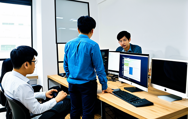 웹개발자 개발 블로그 운영 - **Prompt:** A bustling Ho Chi Minh City cafe, a young Vietnamese web developer sits at a table, lapt...