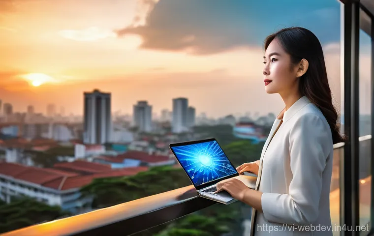 웹개발자 실무와 이론 차이 - **Prompt:** A diverse team of four Vietnamese software developers (two men, two women, ages 28-35) e...
