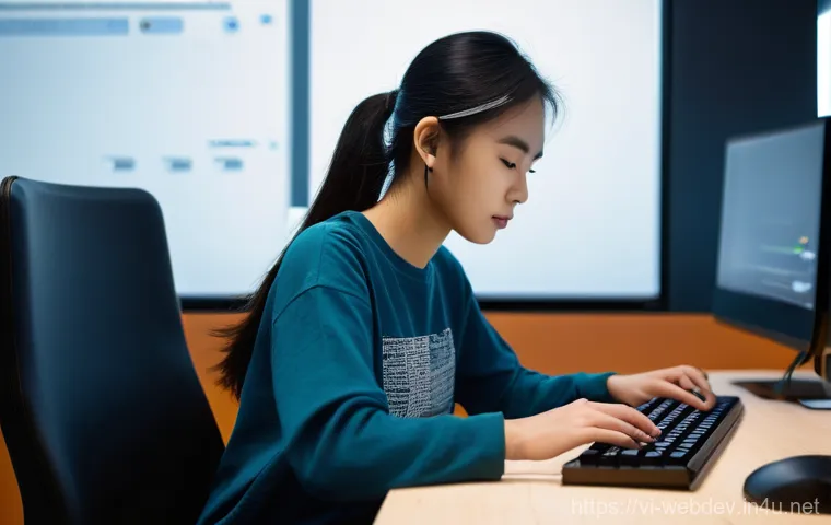 웹개발자 최신 개발 언어 - **Prompt:** A young Vietnamese female developer, wearing a stylish but modest casual outfit consisti...