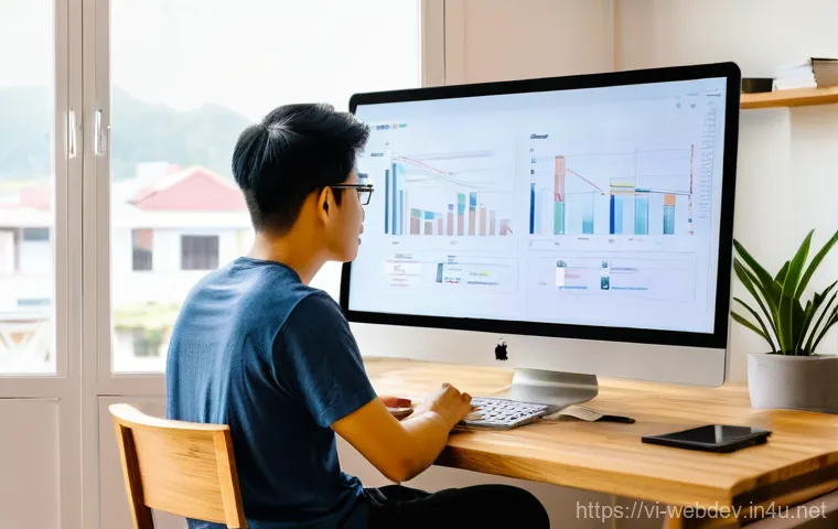 웹개발자 프리랜서 업무일지 - **Prompt 1: The Experienced Web Developer in a Vietnamese Home Office**
A highly skilled Vietnam...