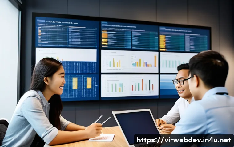웹개발자 애자일 개발 - A diverse Agile development team collaborating in a modern Vietnamese office setting, featuring youn...