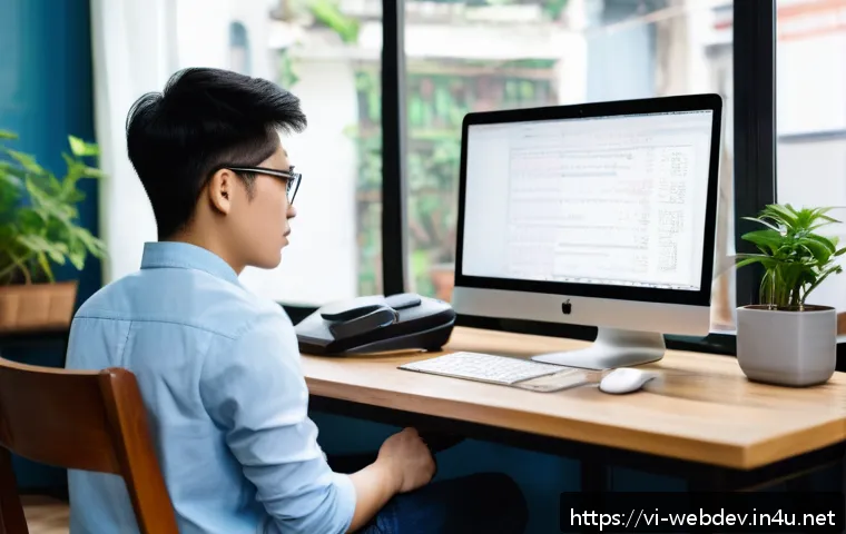 웹개발자 이론 공부법 - A modern Vietnamese web developer’s workspace featuring a young adult wearing casual clothes and gla...